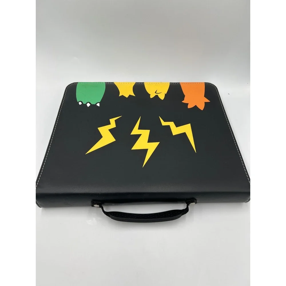 Geecow 9-Pocket Trading Card Binder Zippered 400+ Card Holder Black Lightning